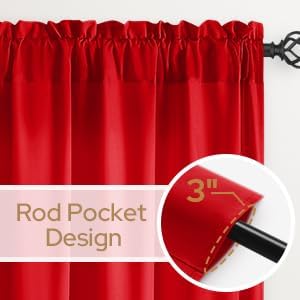 HOMEIDEAS Christmas Non-See-Through Red Privacy Sheer Curtains, 52 X 63 Inches - Image 6
