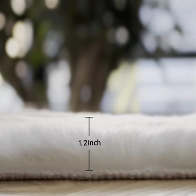 ORINOVA White Faux Bunny Fuzzy Fur Rugs - Image 2