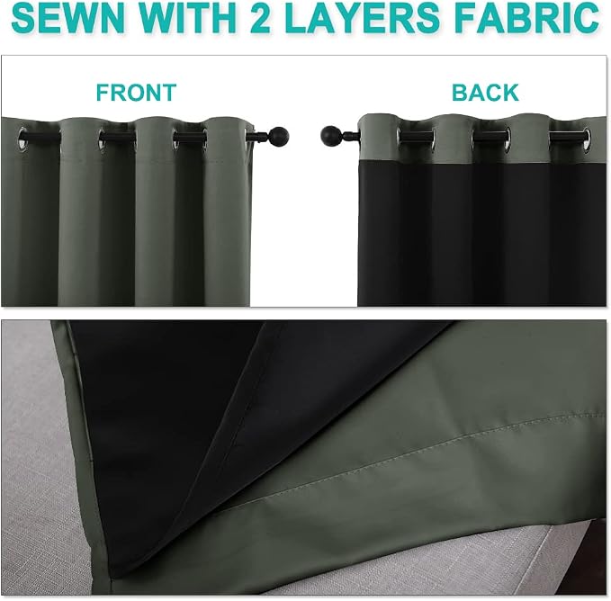 NICETOWN Dark Mallard 100% Blackout Curtains - Image 5