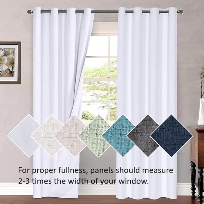 H.VERSAILTEX Living Room Linen Semi Sheer Curtains Nickel Grommet Curtains - Image 9