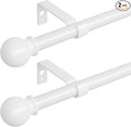 Curtain Rods for Windows 66 to 120 inch, 2 Pack White Long Curtain Rod by ATUHOLA