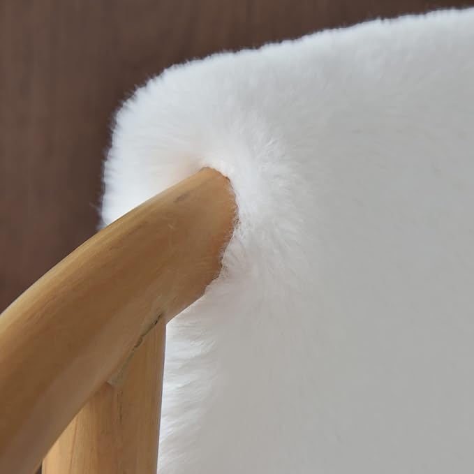 ORINOVA White Faux Rabbit Fluffy Fur Area Rugs - Image 4