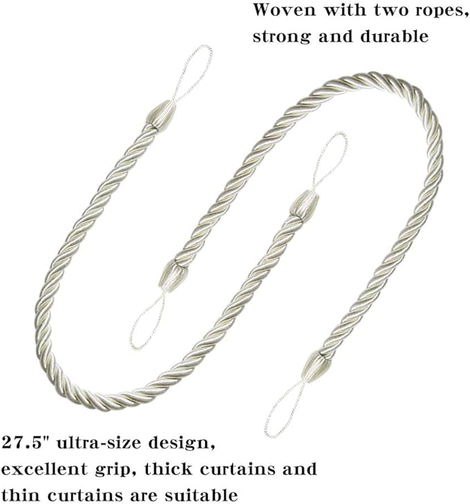 BEL AVENIR Curtain Tiebacks Ropes Tie-Backs, Handmade Curtain Holdbacks - Image 3