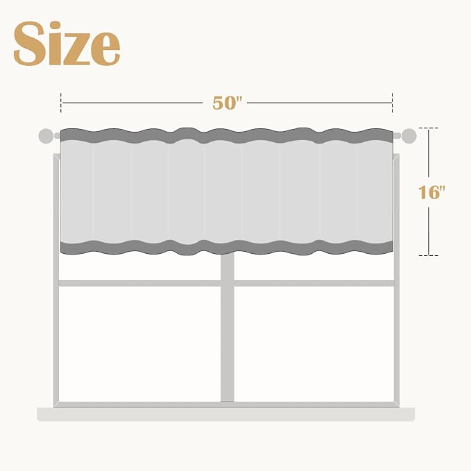 JINCHAN Striped Valance Window Treatment Linen Valance - Image 9