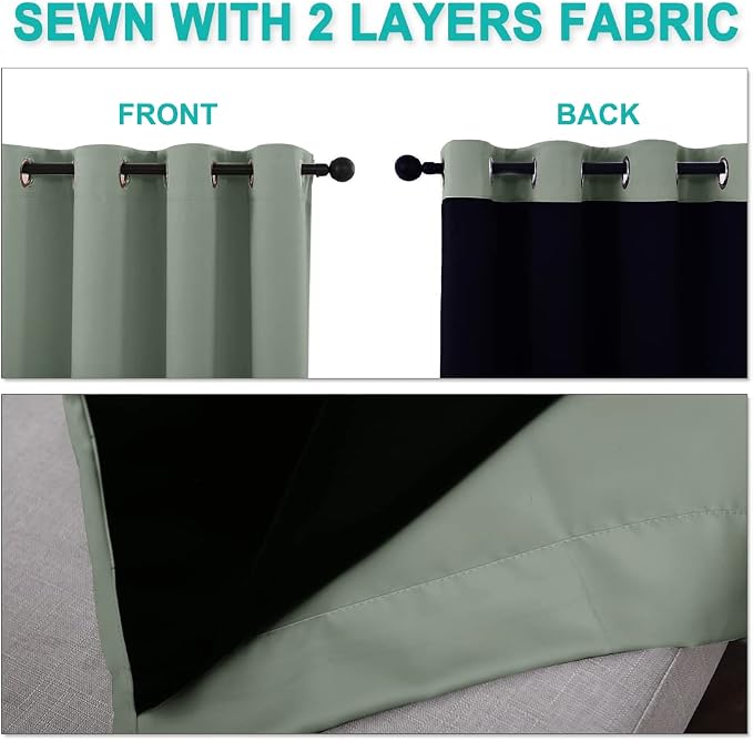 NICETOWN 100% Blackout Window Curtain Panels, Cold and Full Light Blocking - Image 4