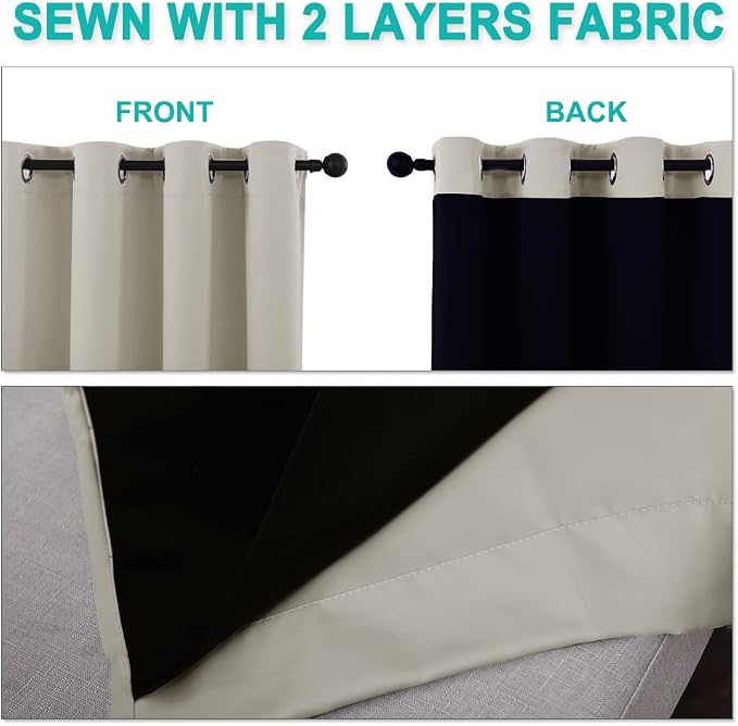NICETOWN Full Shading Curtains 90 inches Long 2 Panels Set - Image 5