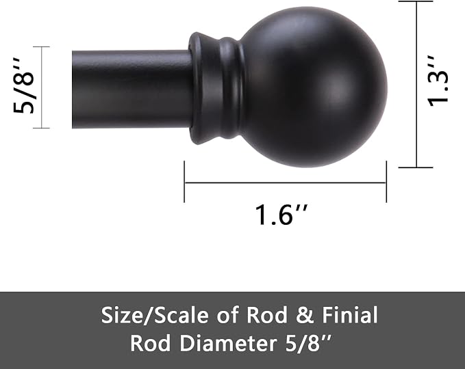 GXOACKJ Curtain Rods for windows 48 to 84-93 inch, 5/8 inch Decorative Matte - Image 5