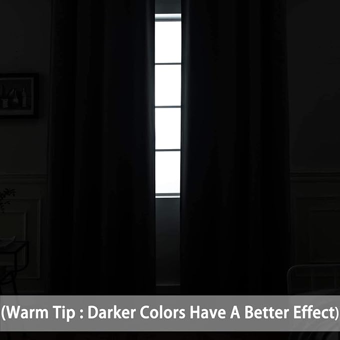 Yakamok Light Blocking Room Darkening Thermal Insulated Blackout Curtains Solid - Image 3
