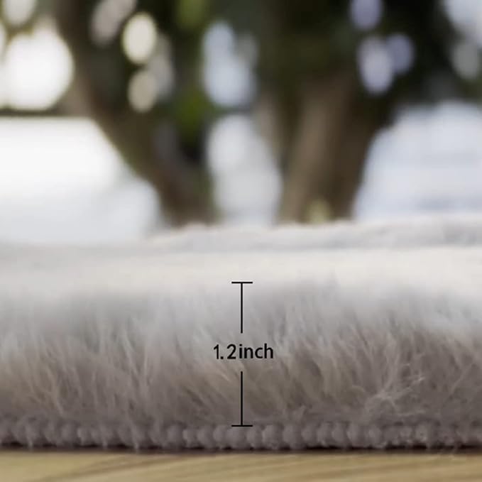 ORINOVA Grey Round Rug 3ft Machine Washable Shaggy Area Rugs - Image 2