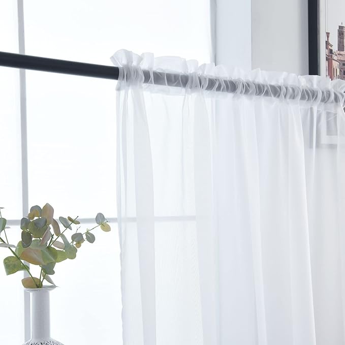 SpaceDresser Sheer Voile Window Treatment Rod Pocket Curtain Panels - Image 7