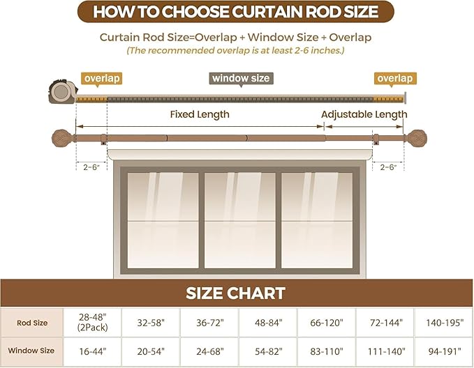 KAMANINA 1 Inch Curtain Rod Telescoping Single Drapery Rod 28 to 48 Inches - Image 8