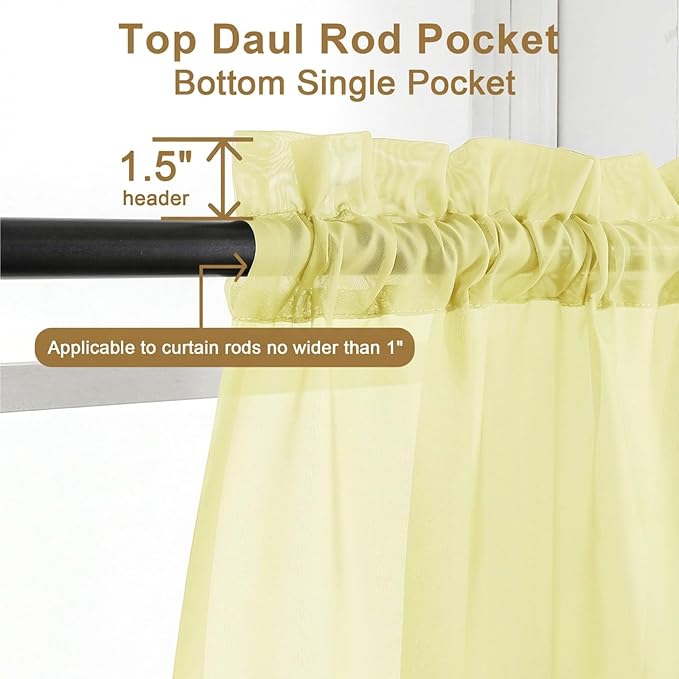 Chyhomenyc Sheer Curtains 90 inches Long 2 Panels - Image 5