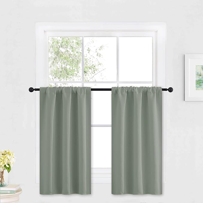 RYB HOME Blackout Cafe Curtains 30 inch Length, Short Light UV Heat Blocking by RYBHOME