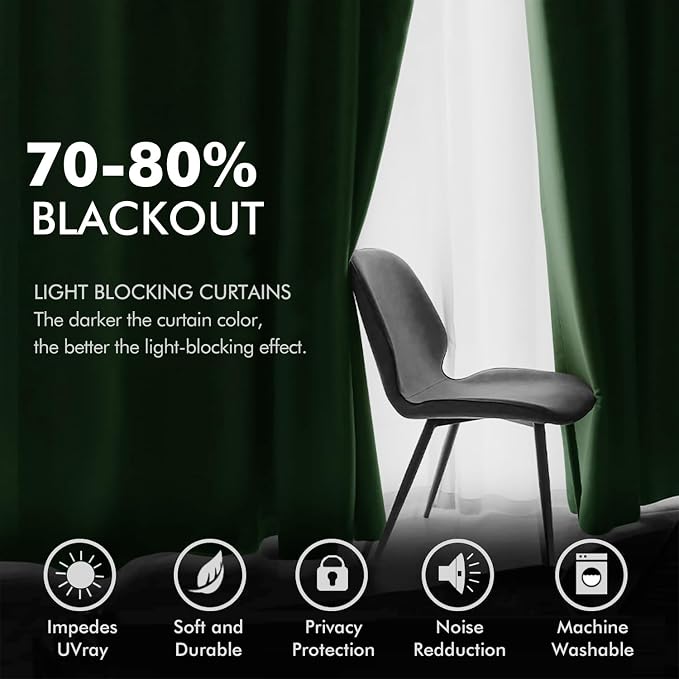 MIULEE Christmas Velvet Curtains Emerald Green Elegant Grommet Curtains Thermal - Image 4