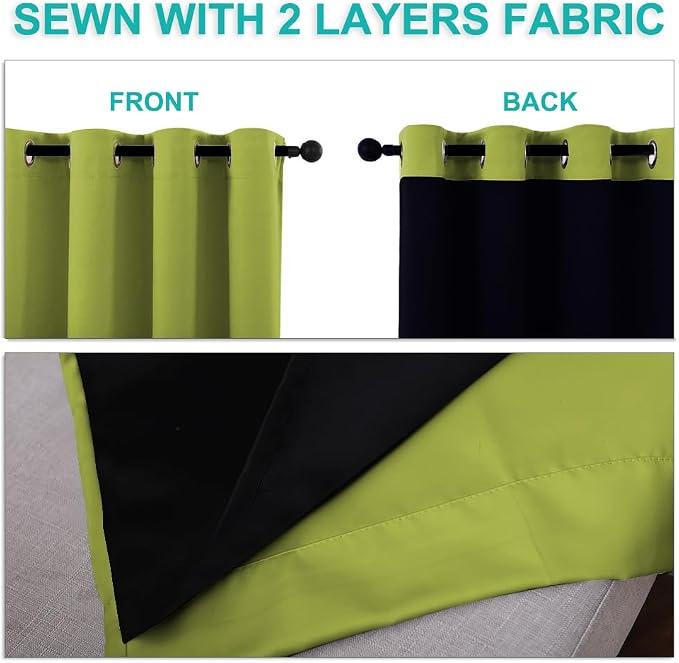 NICETOWN Full Shade Curtain Panels, Fresh Green, Pair of Thermal Insulated & - Image 5