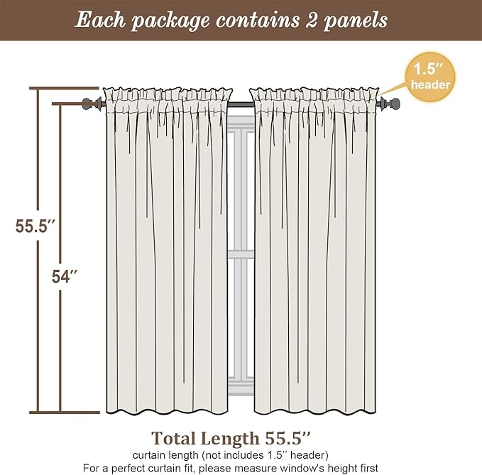 Chyhomenyc White Sheer Curtains 54 Inch Length - Image 4