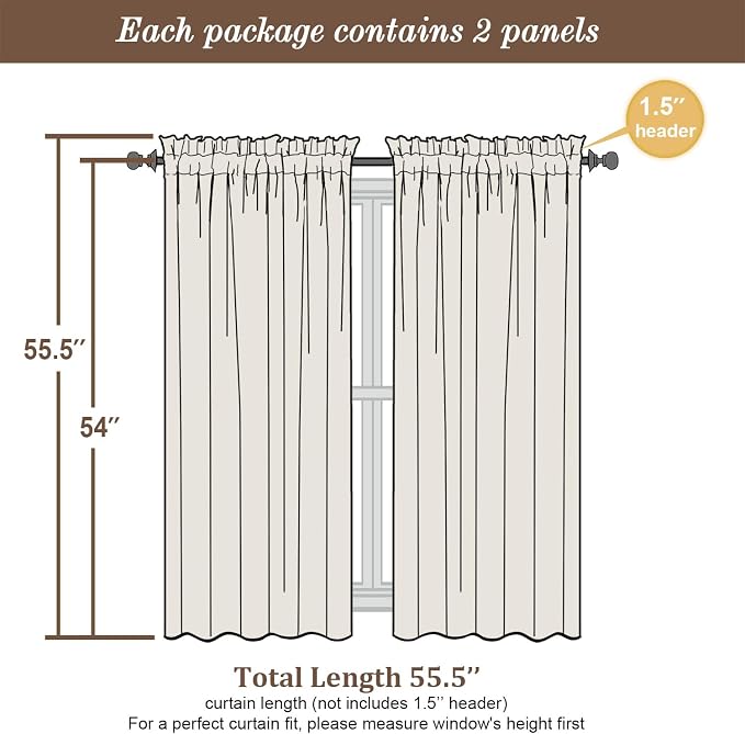 Chyhomenyc Chocolate Sheer Curtains 54 Inch Length - Image 4