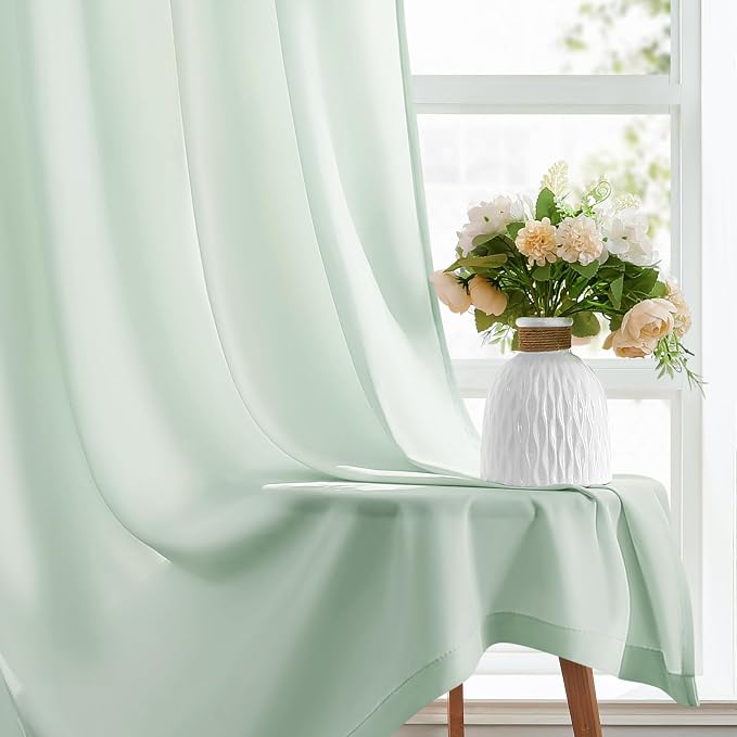 HOMEIDEAS Non-See-Through Sage Green Privacy Sheer Curtains, 30 X 24 Inches - Image 6
