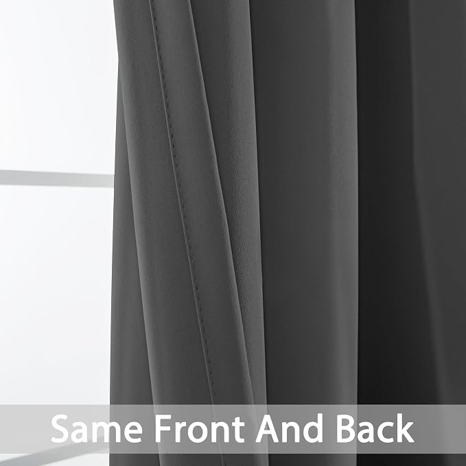 Yakamok Charcoal Grey Curtains 54 Inches Length Blackout Curtain - Image 4