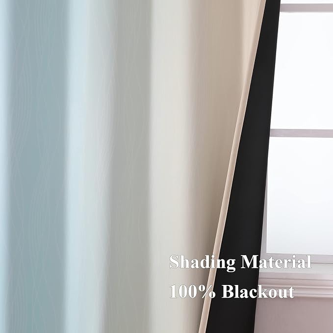 Estelar Textiler Beige and Aqua Blackout Curtains - Image 5