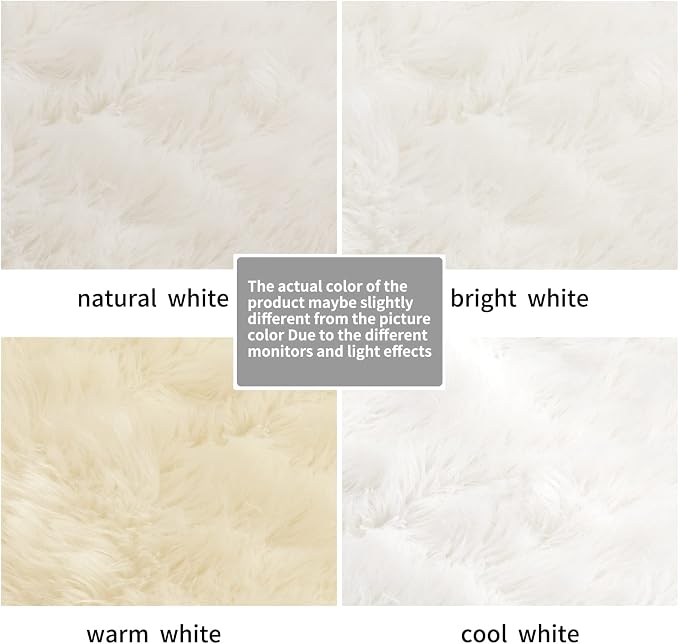 White Fluffy Rug for Bedroom, Soft Shag Rug for Sofa Couch Cushion, Cozy Shaggy - Image 7