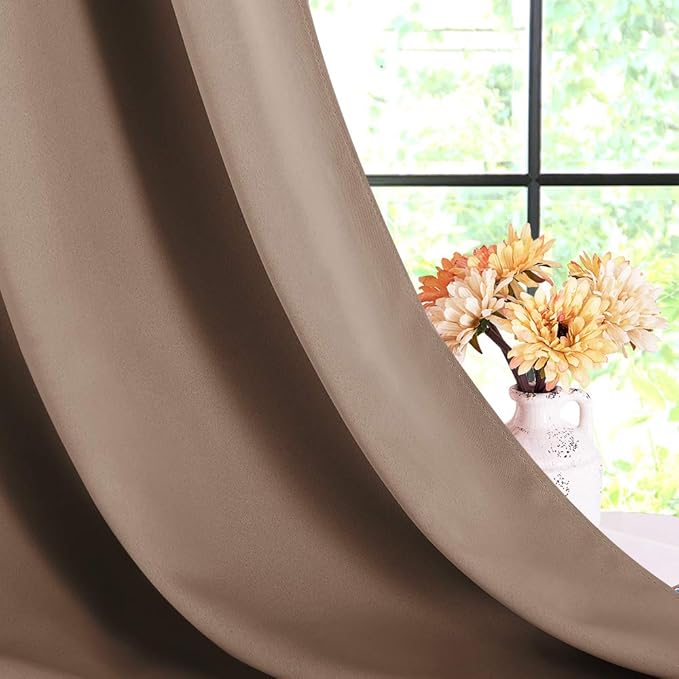 NICETOWN Blackout Window Curtains 60 inch Length, Cappuccino, 2 Panels - Image 6