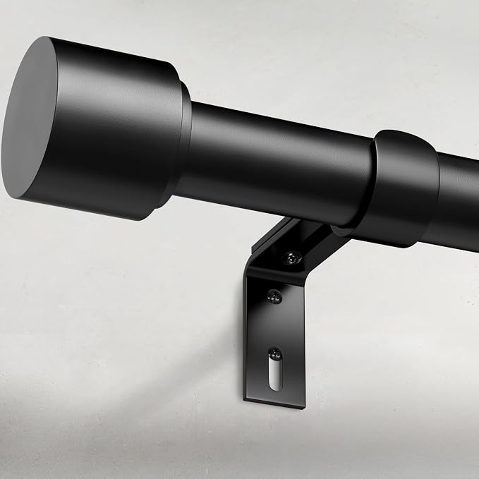 GEEBOBO Black Curtain Rods for Windows 120 to 170 Inch, 1 Inch Extra Long Heavy by GEEBOBO
