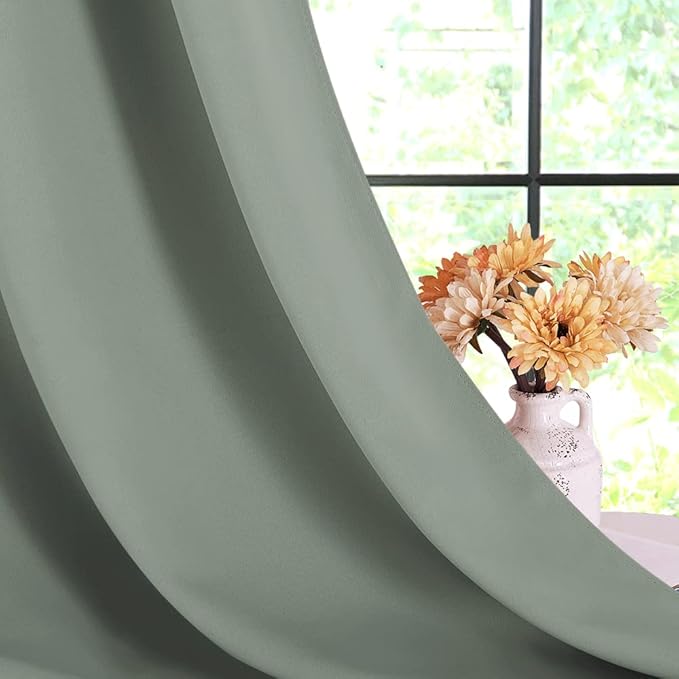 NICETOWN Rustic Kitchen Curtains, Country Grommet Room Darkening Short Curtains - Image 5