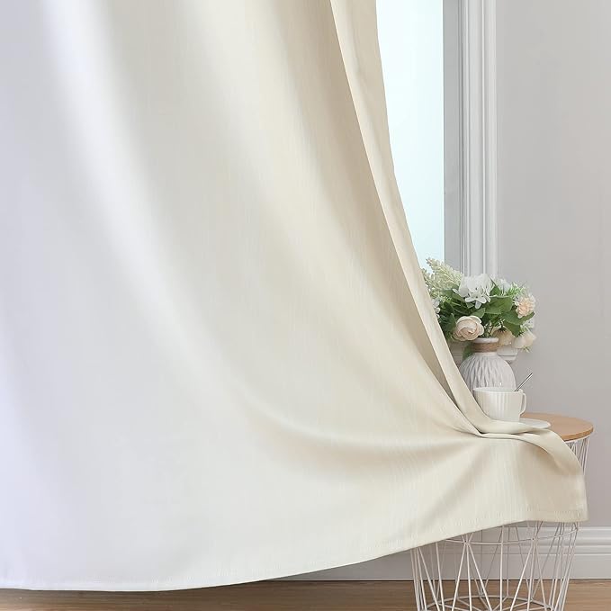 Estelar Textiler Beige and Greyish White Ombre Blackout Curtains 45 Inch Length - Image 6