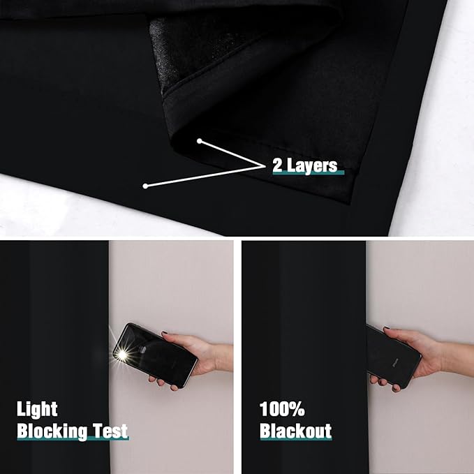 ChrisDowa 100% Blackout Curtains 90 inch Long - Image 4
