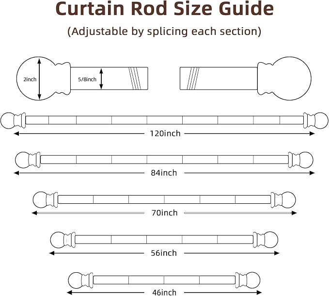 SMODBRODRE 2 Pack Curtain Rods for Window 32 and 48 - Image 3