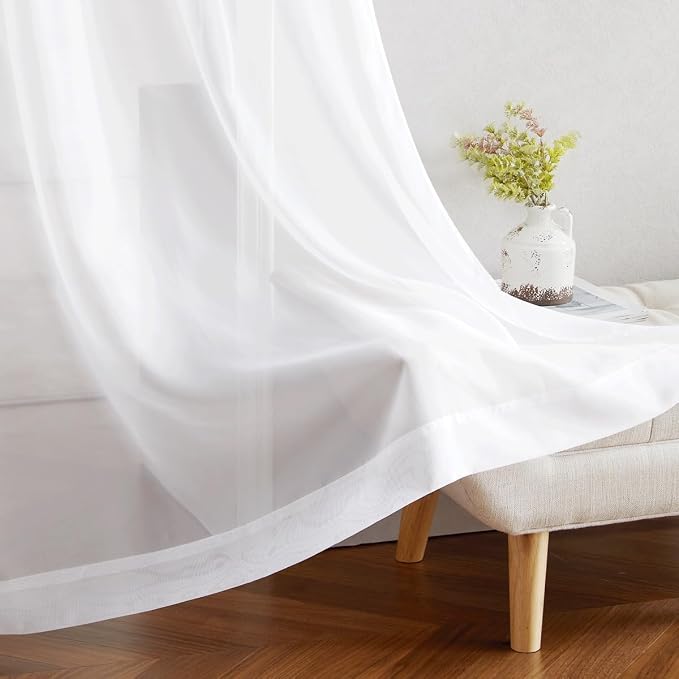 NICETOWN White Sheer Sliding Door Curtains 90 inches Long - Image 7