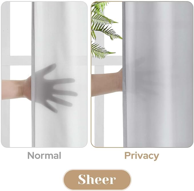 HOMEIDEAS Non-See-Through Light Grey Privacy Sheer Curtains, 52 X 63 Inches - Image 3