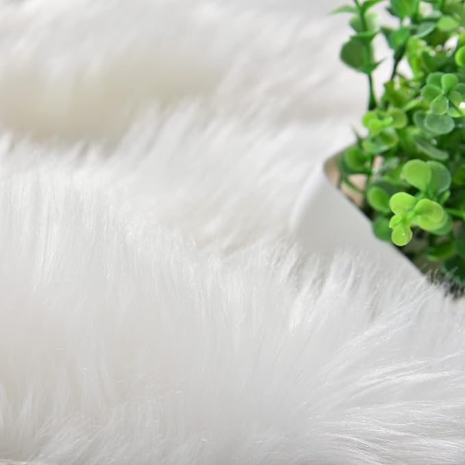 Goolela White Round Area Rug 6ft Fluffy Fuzzy Circle Sheepskin Rug - Image 7