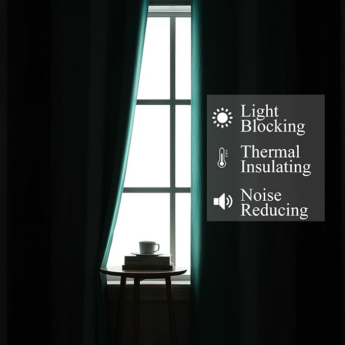 Estelar Textiler Navy Blue and Teal Blackout Curtains 72 Inch Length 2 Panels - Image 3