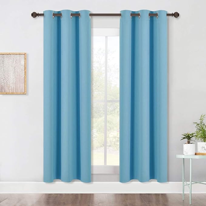 NICETOWN Blackout Window Curtains 70" L, 2 Panels, 34 inch, Teal Blue, Grommet by NICETOWN
