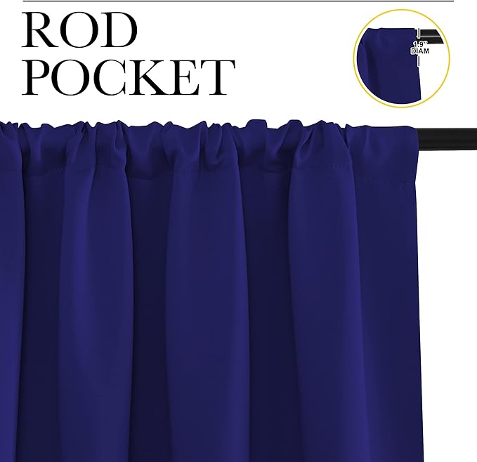 NICETOWN Blackout Curtains for Bedroom, 1 Pair, 70 by 63-inch, Window Treatment - Image 2