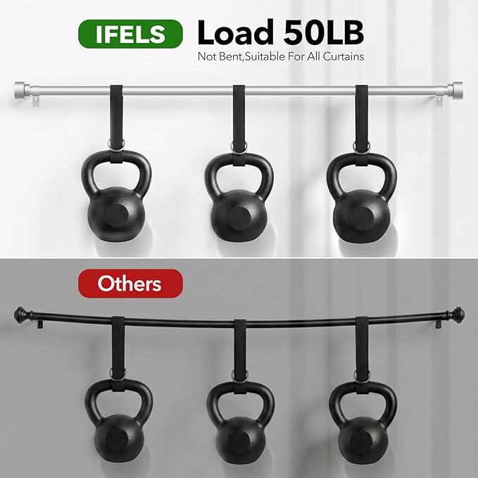 IFELS Heavy Duty Curtain Rods for Windows 28 to 48 Inch, 1 Inch Silver Window - Image 4