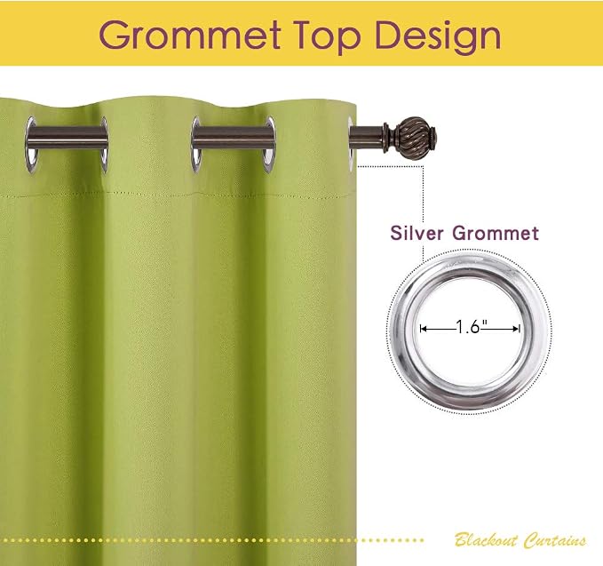 NICETOWN Room Darkening Draperies Window Curtain Panels, Fresh Green, 2 Panels - Image 2