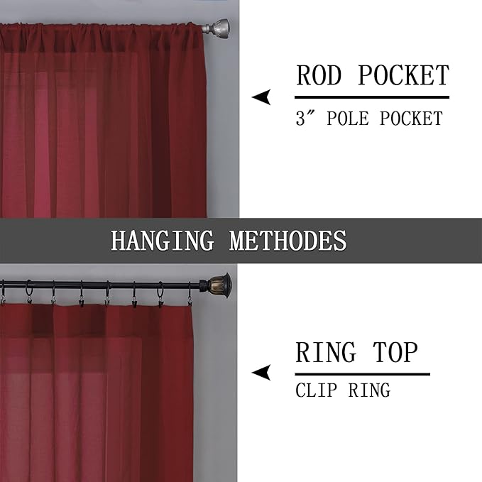 Tollpiz Sheer Curtains Living Room Linen Textured Curtain Sheers Light - Image 5