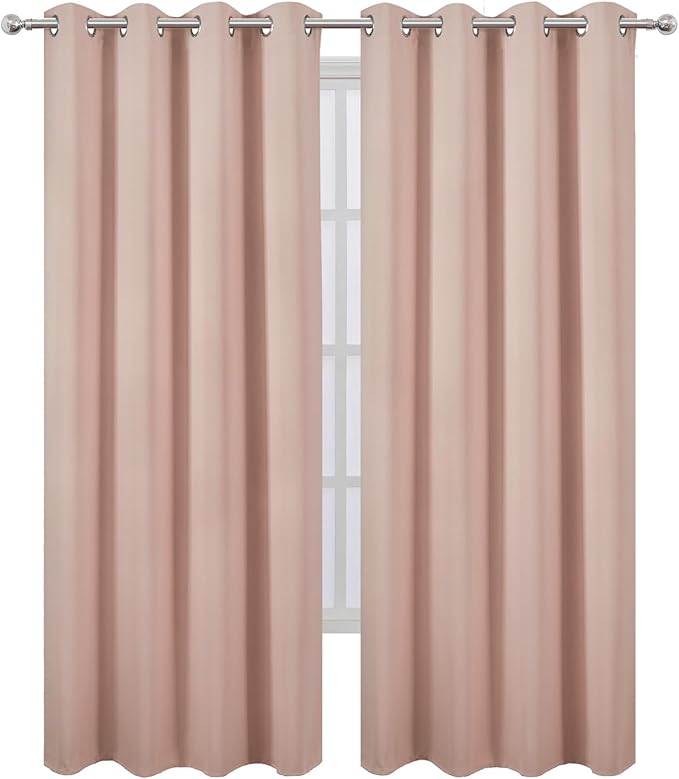 LEMOMO Blackout Curtains 52 x 84 inches Long Blush Curtains Set of 2 Panels - Image 2