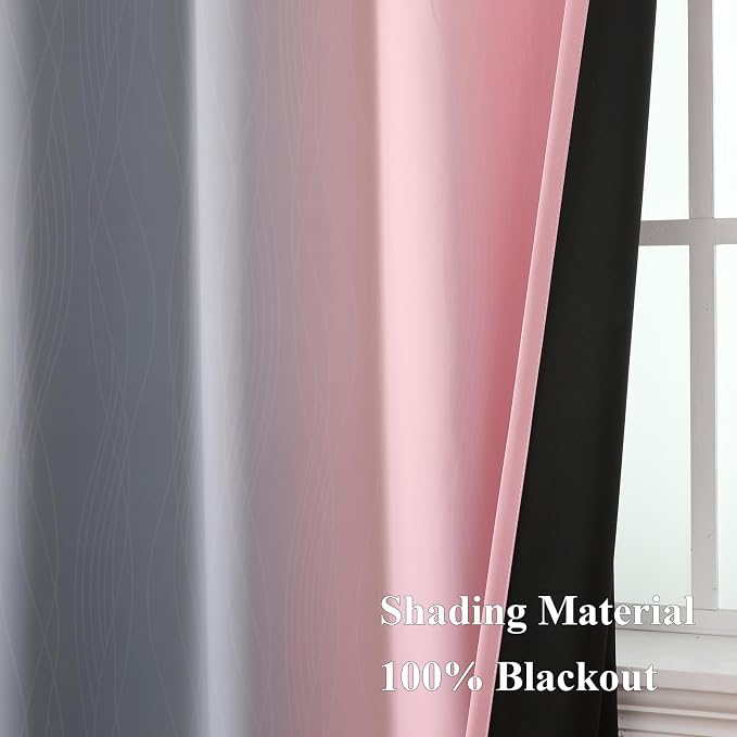 Estelar Textiler Ombre Grey and Pink Blackout Curtains 72 Inch Length 2 Panels - Image 5