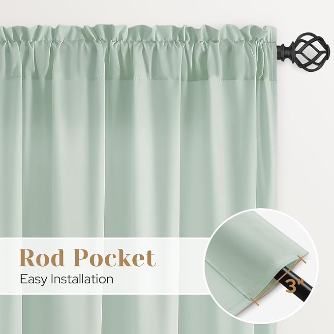 HOMEIDEAS Non-See-Through Sage Green Privacy Sheer Curtains, 30 X 24 Inches - Image 5