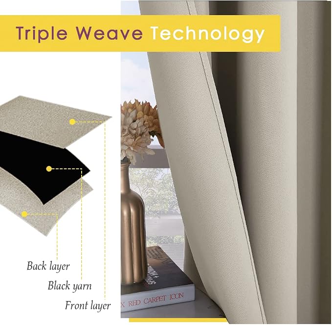 NICETOWN Modern Blackout Curtains Noise Reducing, Thermal Insulated and Privacy - Image 4