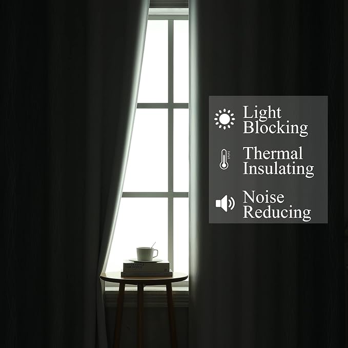 Estelar Textiler Stone Blue and Grayish White Blackout Curtains 108 Inches Long - Image 3