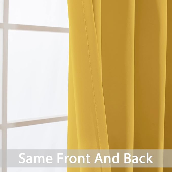 Yakamok Grommet Room Darkening Soft Thermal Insulated Mustard Yellow Blackout - Image 6