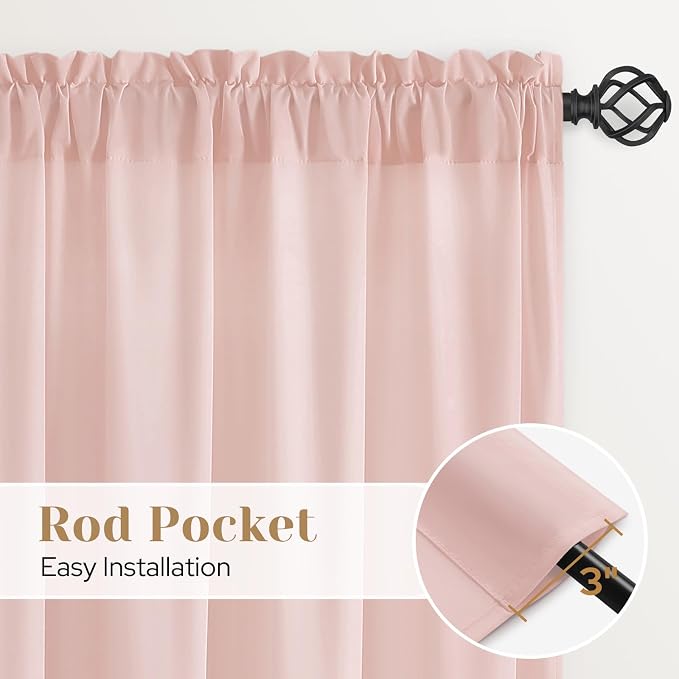 HOMEIDEAS Non-See-Through Blush Pink Privacy Sheer Kitchen Curtains, 30 X 36 - Image 5