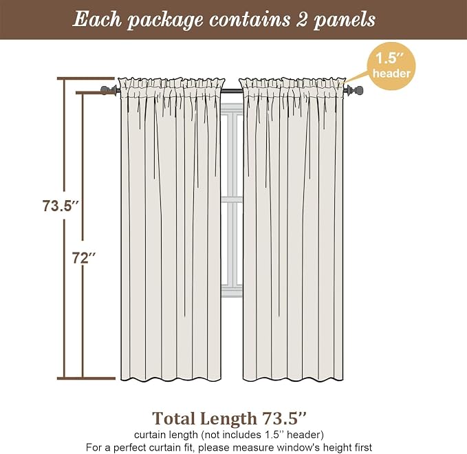 Chyhomenyc White Sheer Curtains 72 Inches Long 2 Panels Set, Light Filtering - Image 4