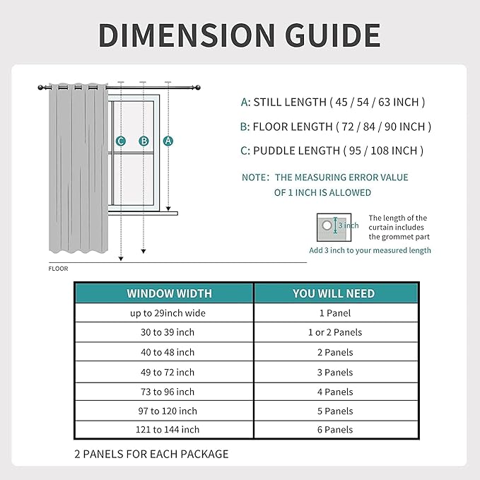 Joydeco Blackout Curtains 72 Inch Length 2 Panels Set, Thermal Insulated Long - Image 6