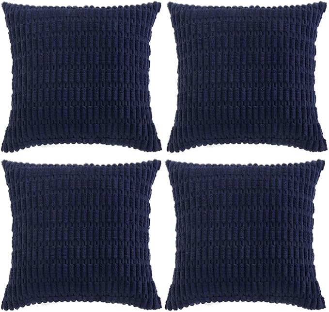 Fancy Homi 4 Packs Navy Blue Decorative Throw Pillow Covers 20x20 Inch by Fancy+Homi
